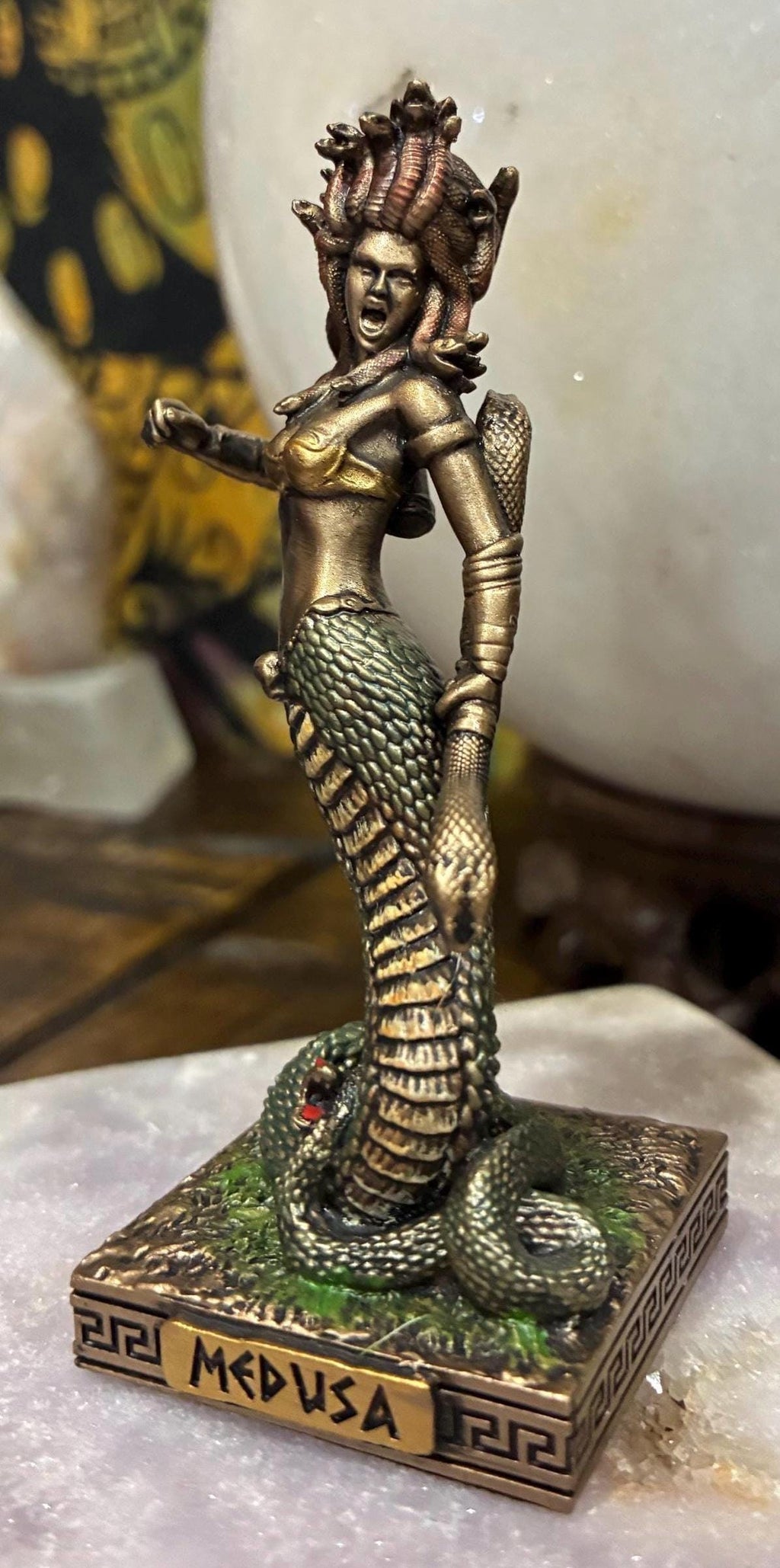 Medusa Statue — 3 5/8” | Mini Gorgon Figurine | Greek Mythology Decor | Protection & Boundary Symbol | Altar Gift