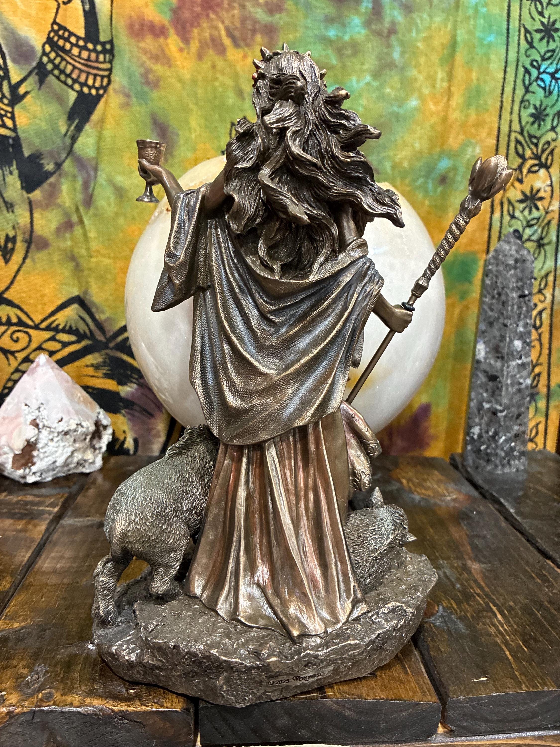 Circe Statue 9 3/8" Bronze Cast Resin | Greek Sorceress Altar Decor, Wand, Chalice