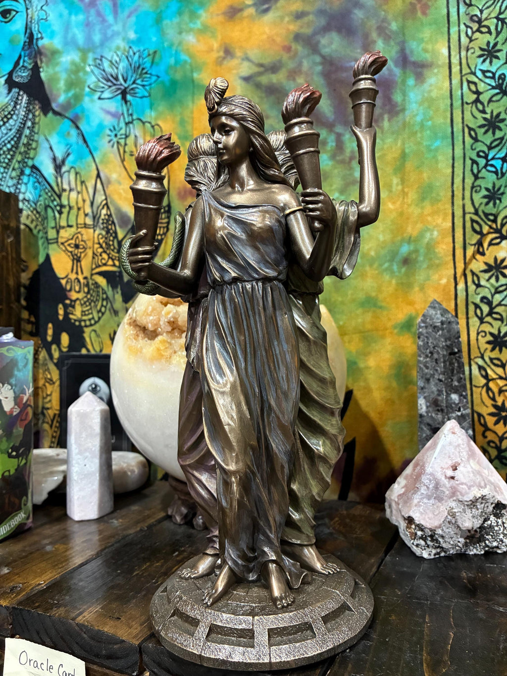 Triple Hecate Statue - Bronze Pagan Altar Decor, Witchcraft Gift