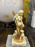 Cast Resin Hecate Statue | Greek Goddess Torch Serpent Altar Decor