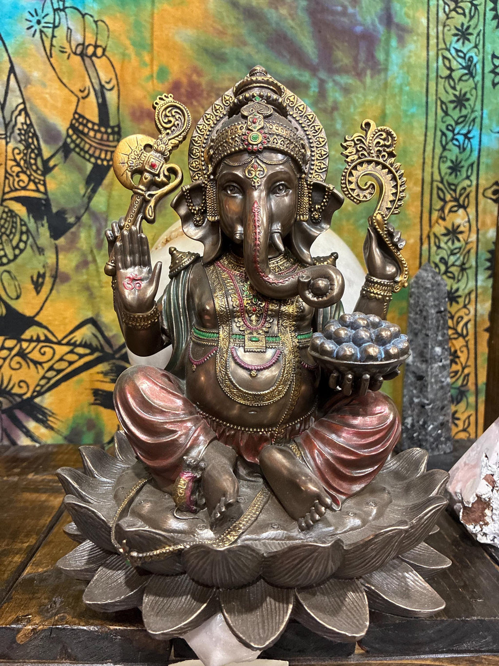 Ganesha Statue | Bronze Cast Resin Hindu Altar Decor, 9 7/8"