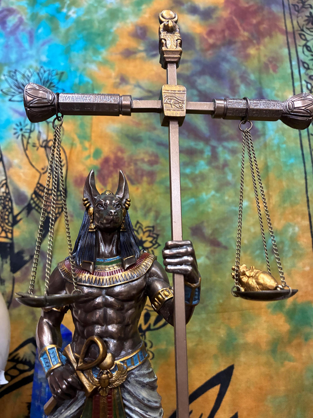 Bronze Cast Resin Anubis Statue | 13" Egyptian God Figurine, Guardian Altar Decor