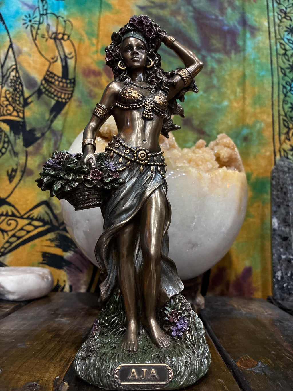 Aja Statue | Bronze Finish Orisha Altar Decor, Herbal Healing