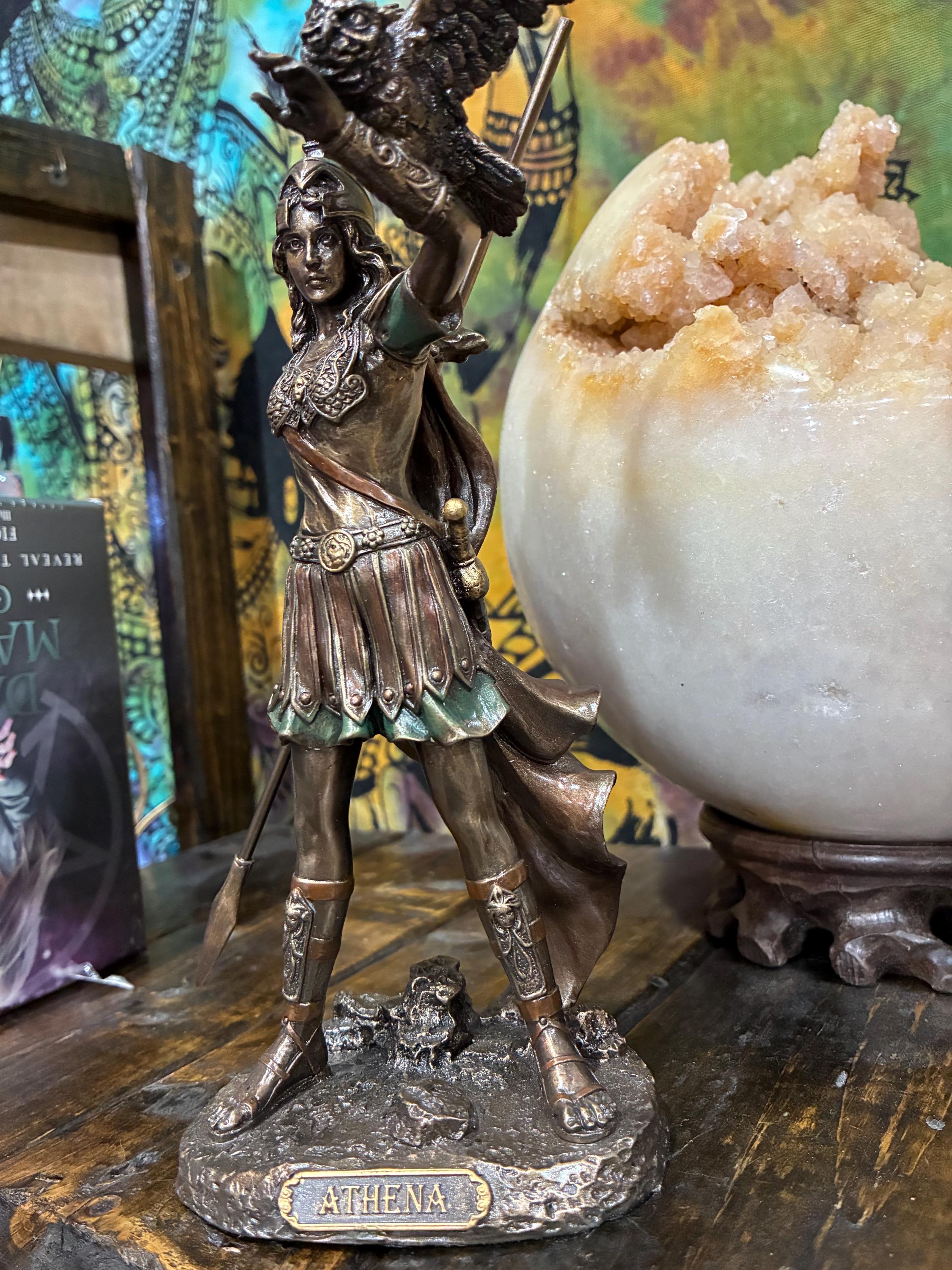 Athena Statue | Bronze Finish Greek Goddess Altar Decor
