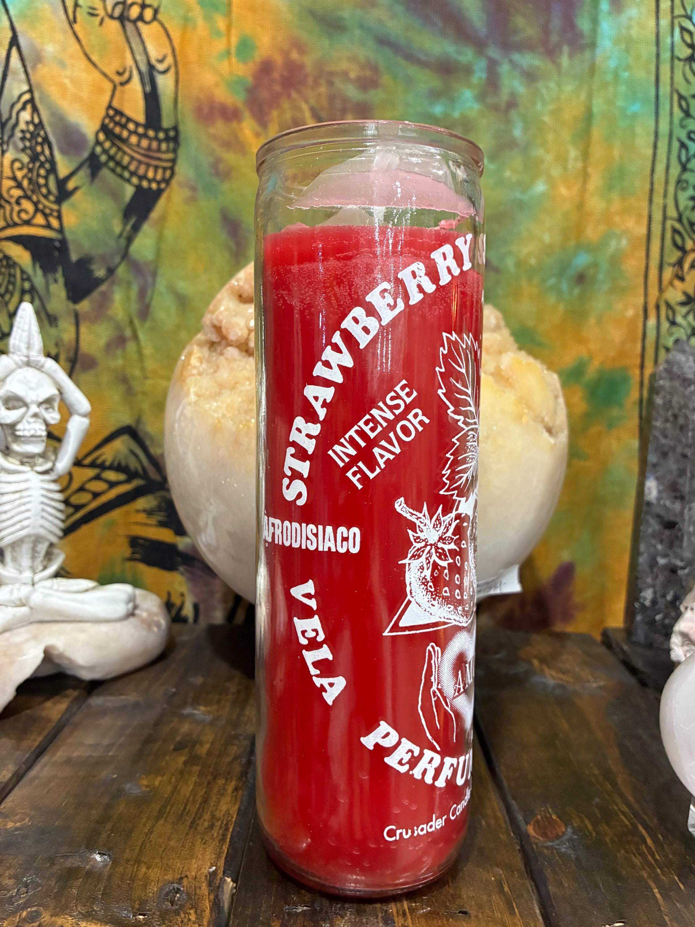 Strawberry Love Candle - Exotic Scented Novena Candle - Attract Love & Romance - Aphrodisiac Candle - Passion /Desire