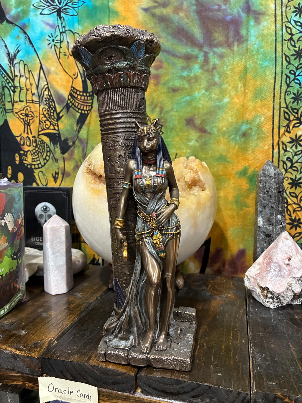Bastet Statue Candle Holder – Egyptian Goddess Altar Decor