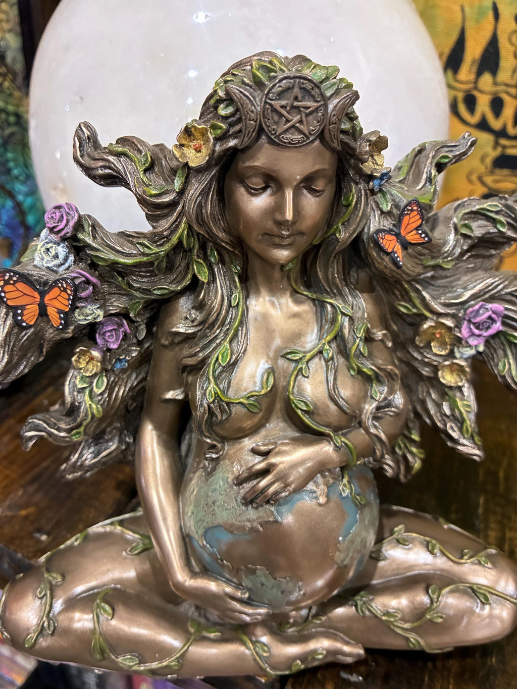 Mother Goddess Statue – Bronze Cast Resin, Earth Connection Altar Decor