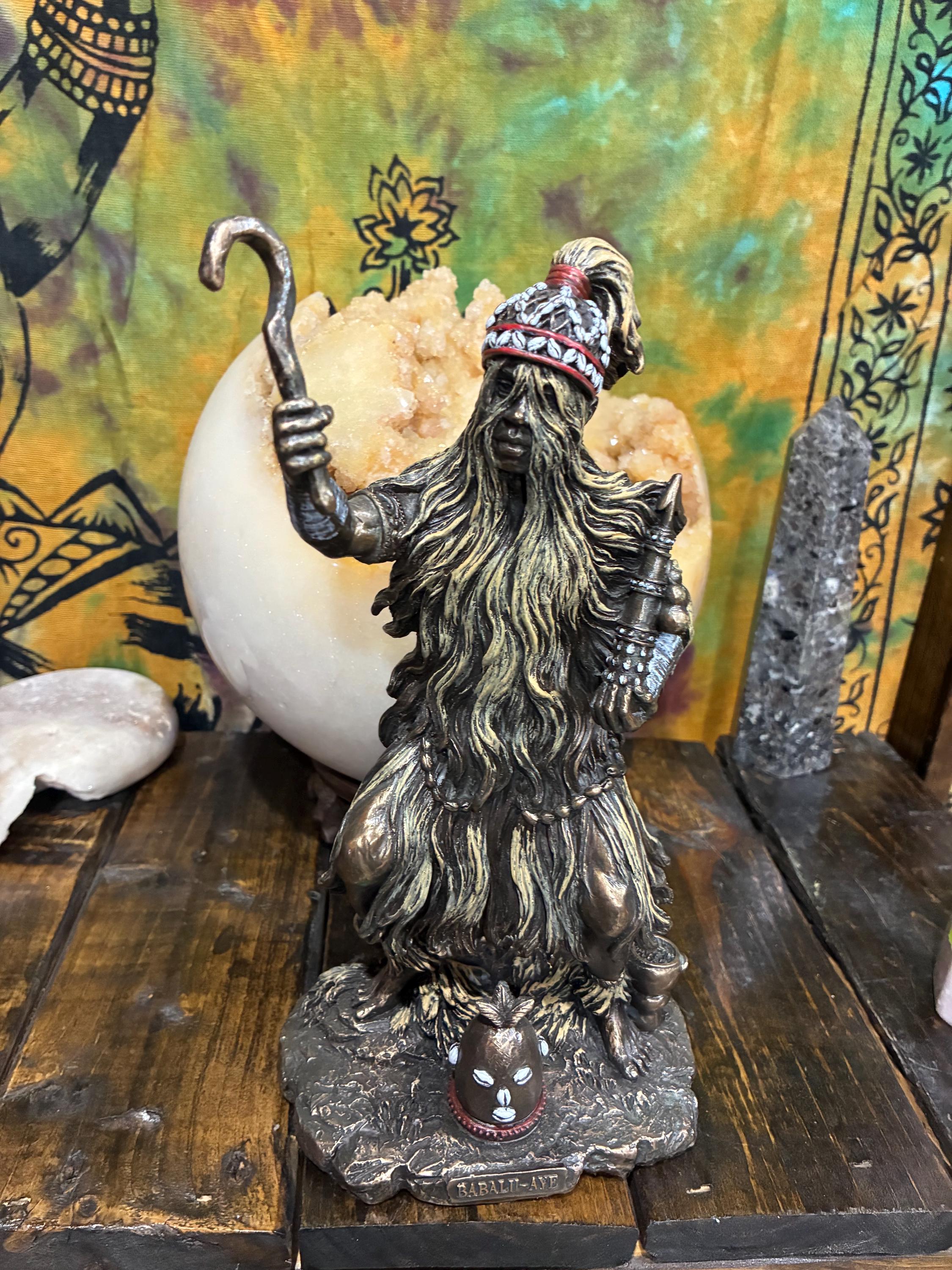 Babalu-Aye Statue | Bronze Finish Orisha Altar Decor, 9.375"