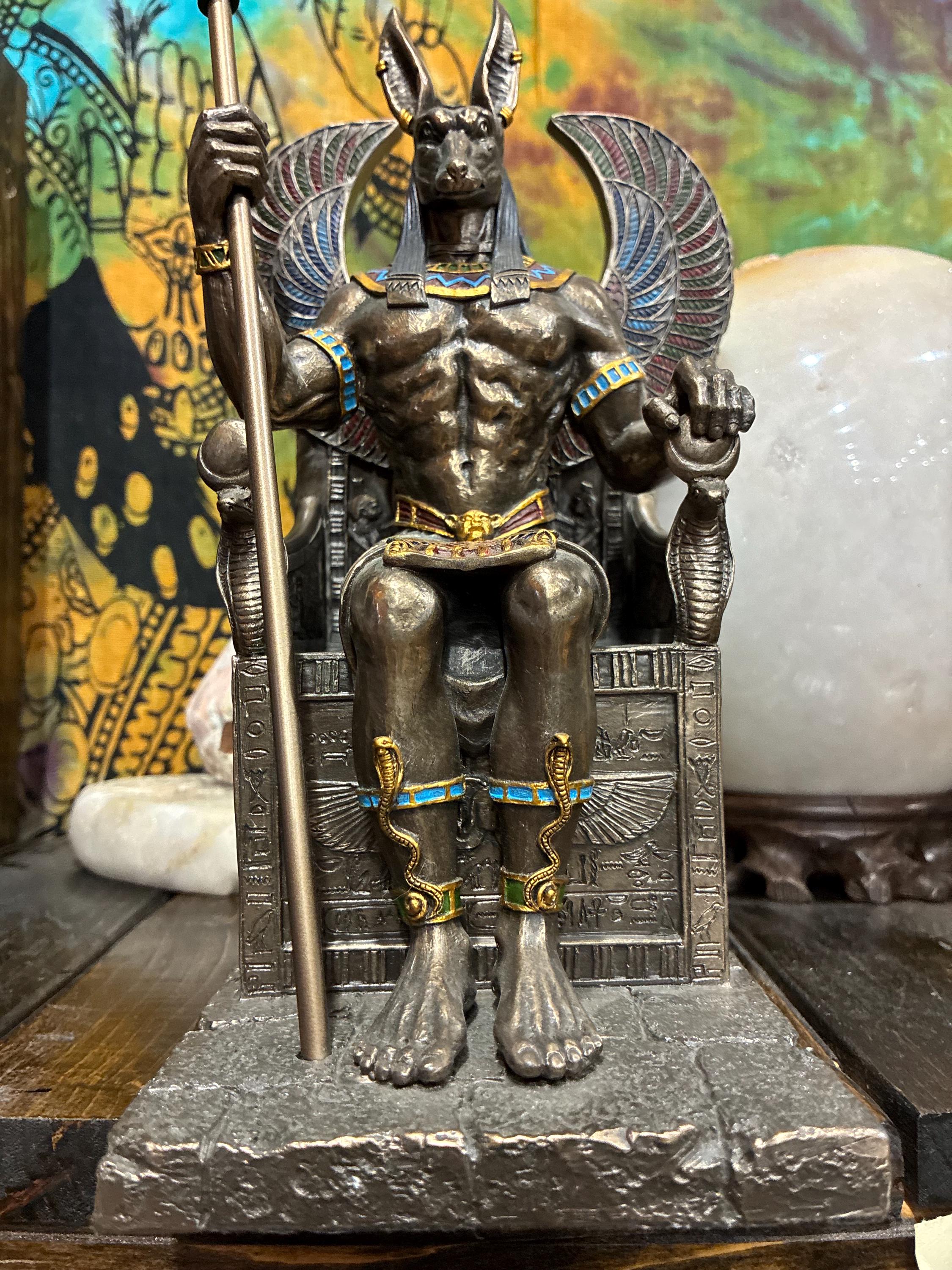 Anubis Statue on Throne | 11" Egyptian God Altar Decor