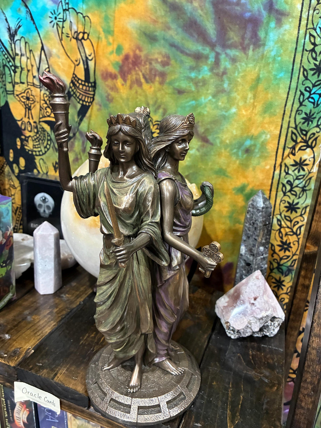 Triple Hecate Statue - Bronze Pagan Altar Decor, Witchcraft Gift