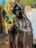 Rosario Muerte 7 1/2” — Gothic Santa Muerte Rosary Statue (Bronze Finish) | Altar Decor | Devotional Gift