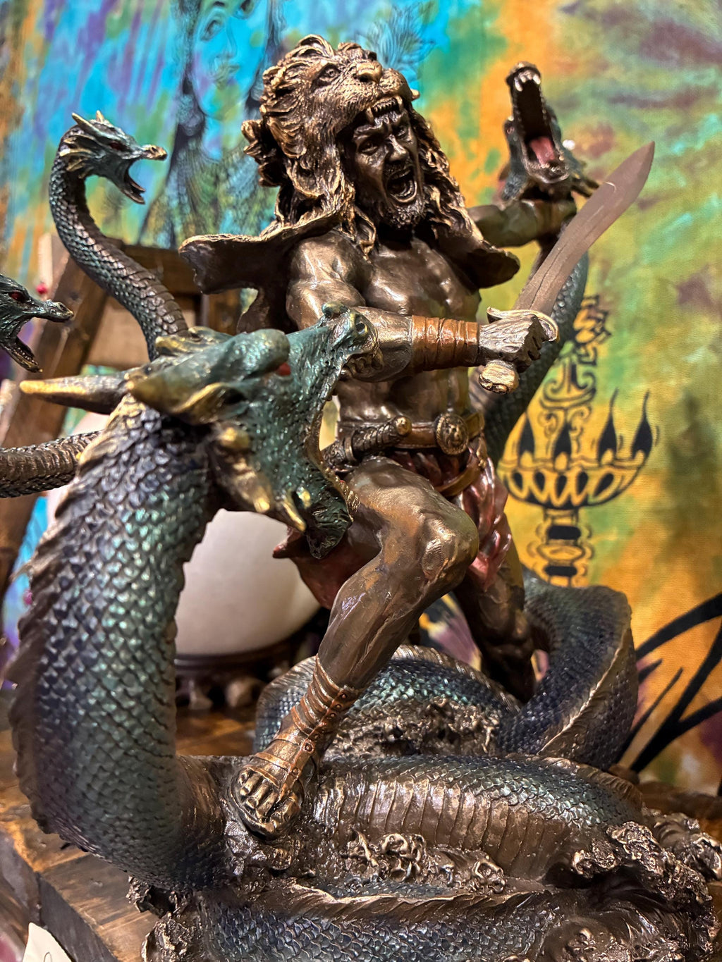 Hercules Statue 12 1/2 Inch | Greek Mythology Decor | Hercules vs Hydra Figurine | Heracles Statue | Strength Courage Gift