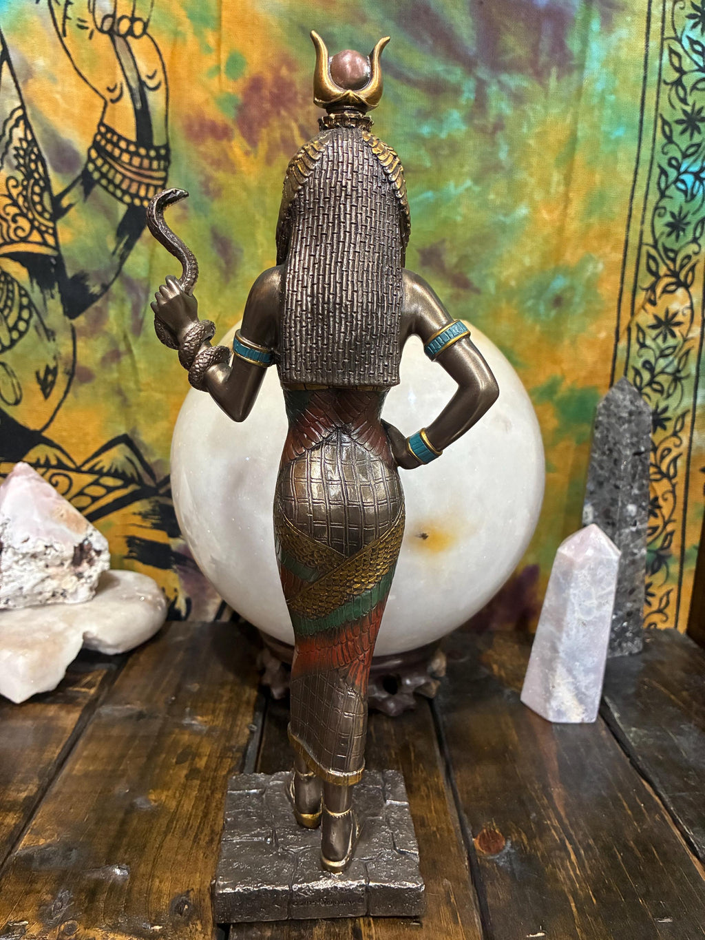 Hathor Statue 11.5 Cold Cast Resin Egyptian Goddess Altar Decor