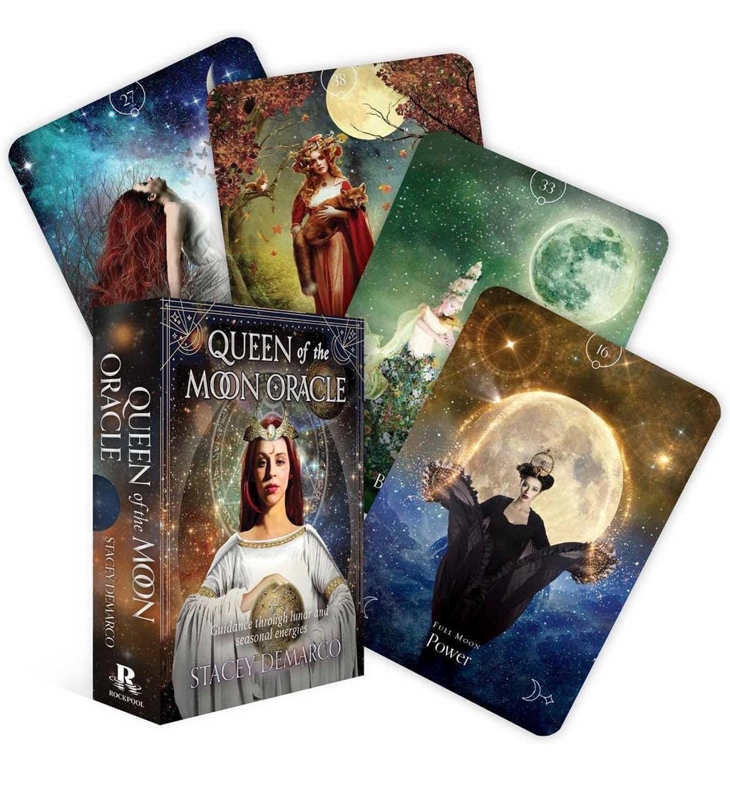 Queen of the Moon Oracle: Lunar and Seasonal Energies Guidance (44 Cards, 120-Page Guidebook)