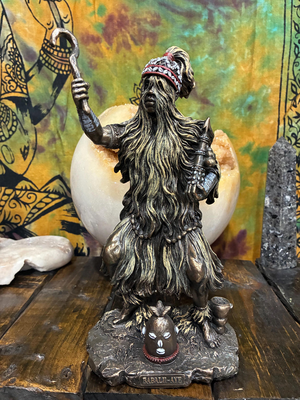Babalu-Aye Statue | Bronze Finish Orisha Altar Decor, 9.375"