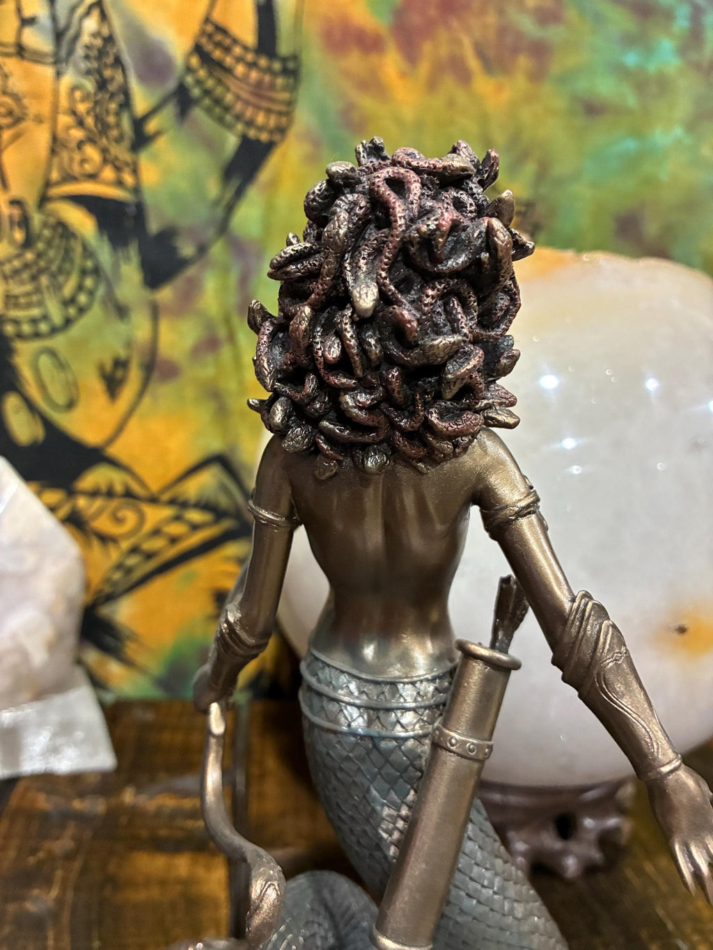 Bronze Cast Resin Medusa Statue | Greek Mythology Gorgon Figurine (8 3/4")