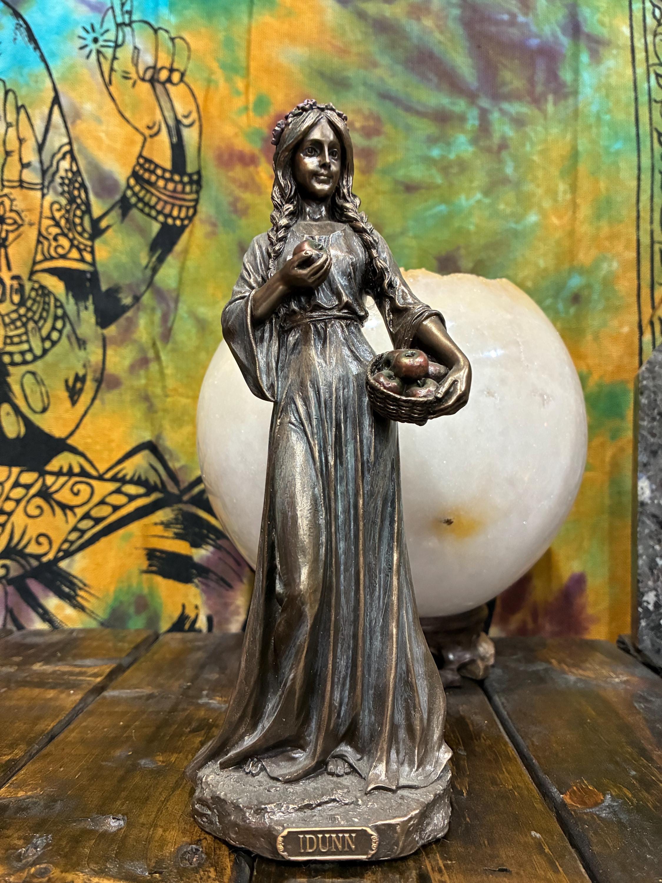Idunn Statue 8 7/8" Bronze Cast Resin | Youth, Renewal, Golden Apples | Pagan Altar Decor
