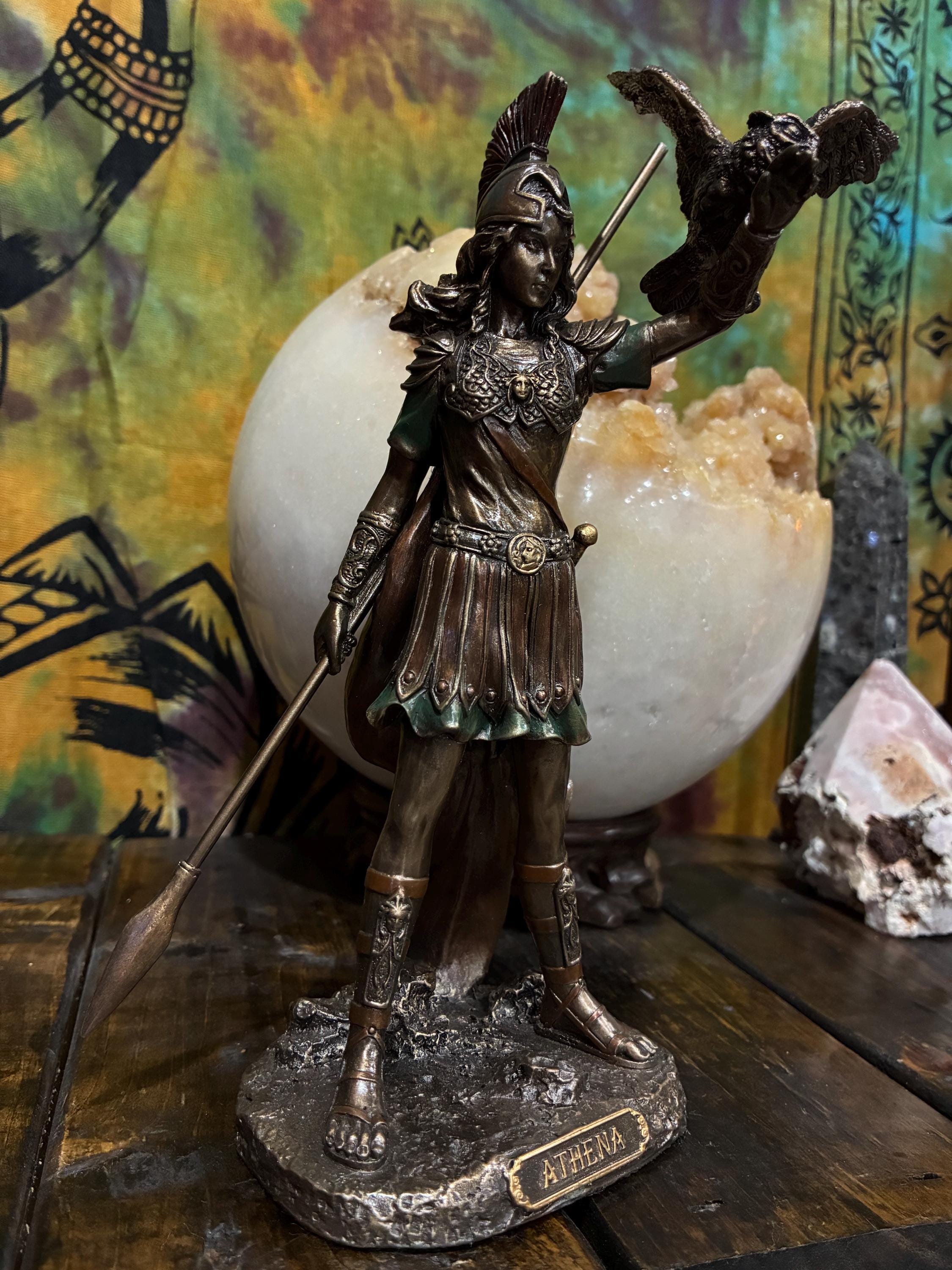 Athena Statue | Bronze Finish Greek Goddess Altar Decor