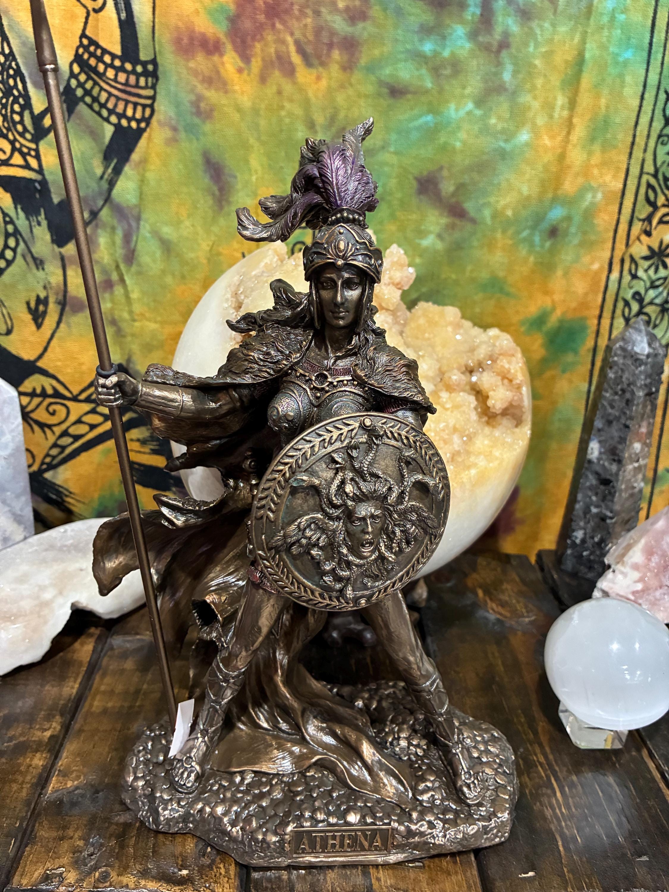 Athena Statue - Bronze Finish Greek Goddess Altar Decor