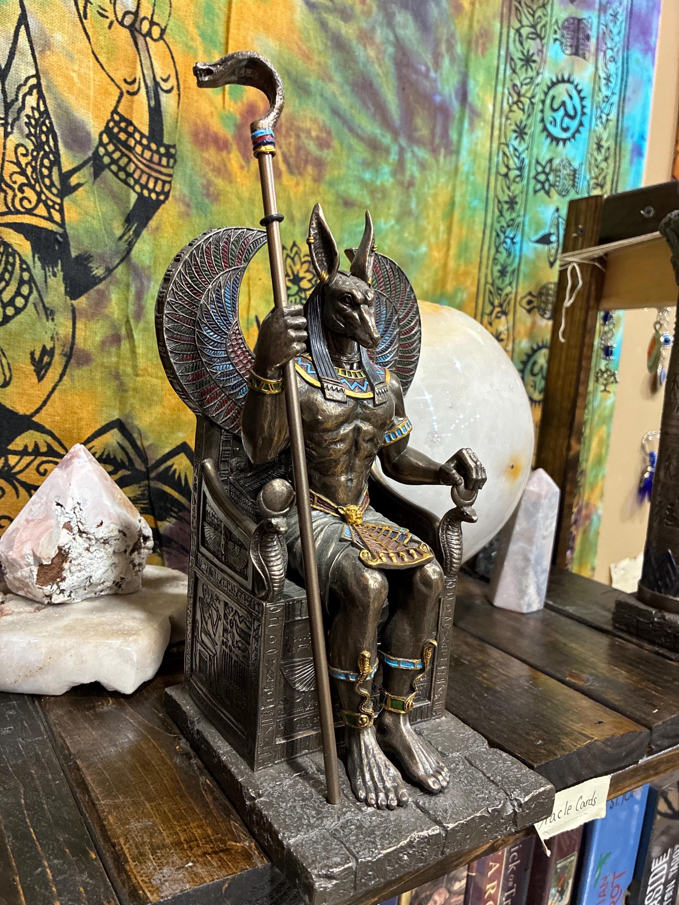 Anubis Statue on Throne | 11" Egyptian God Altar Decor