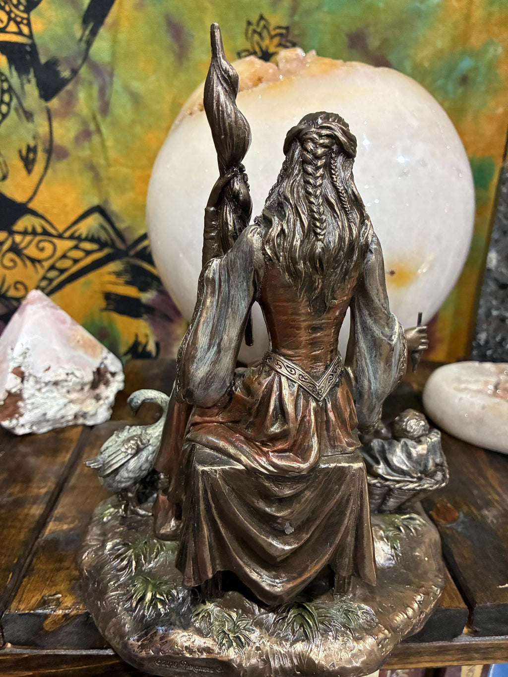 Frigga Statue | Norse Goddess of Motherhood, Home, Protection | Bronze Cast Resin Altar Decor