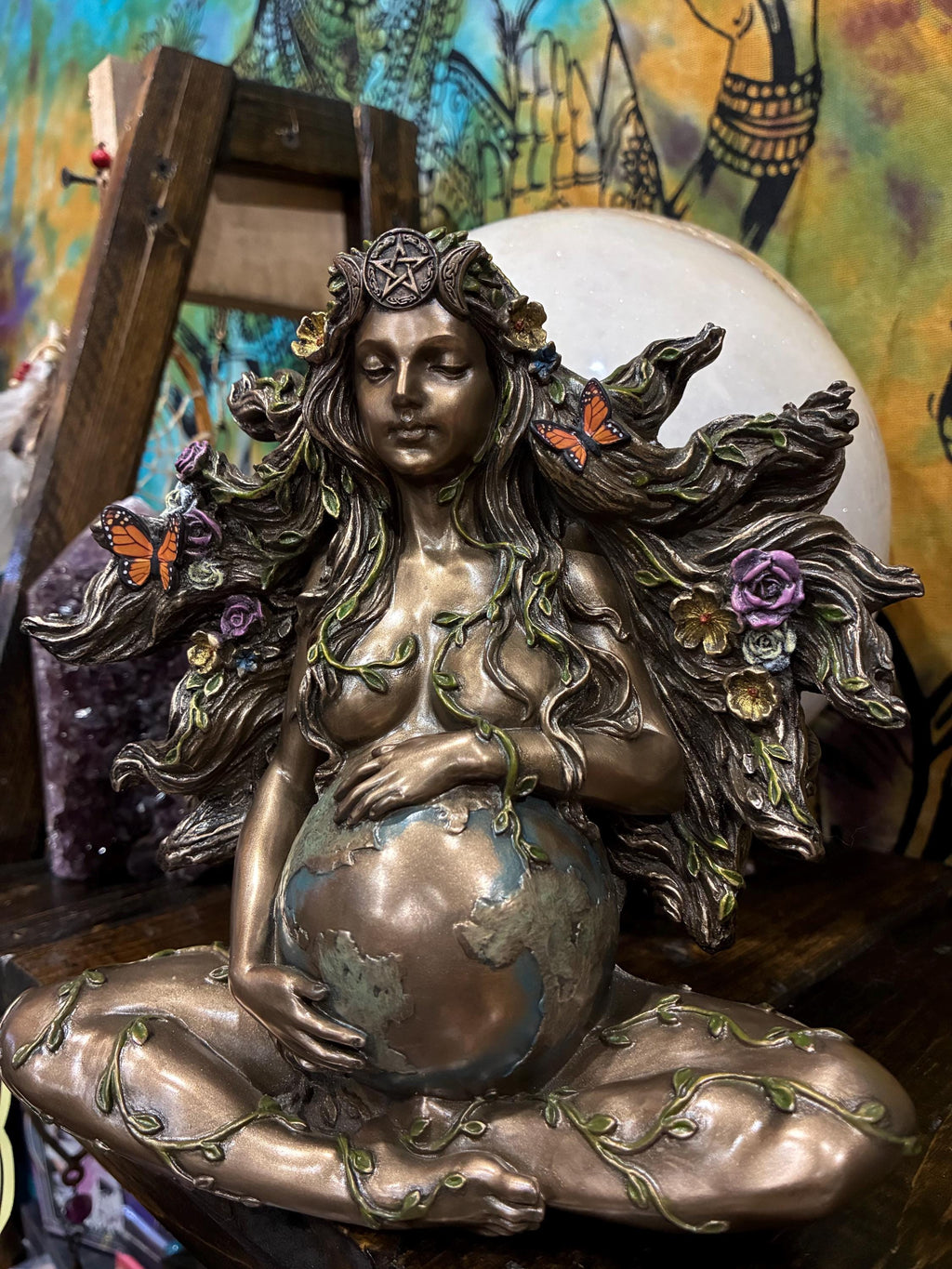 Mother Goddess Statue – Bronze Cast Resin, Earth Connection Altar Decor
