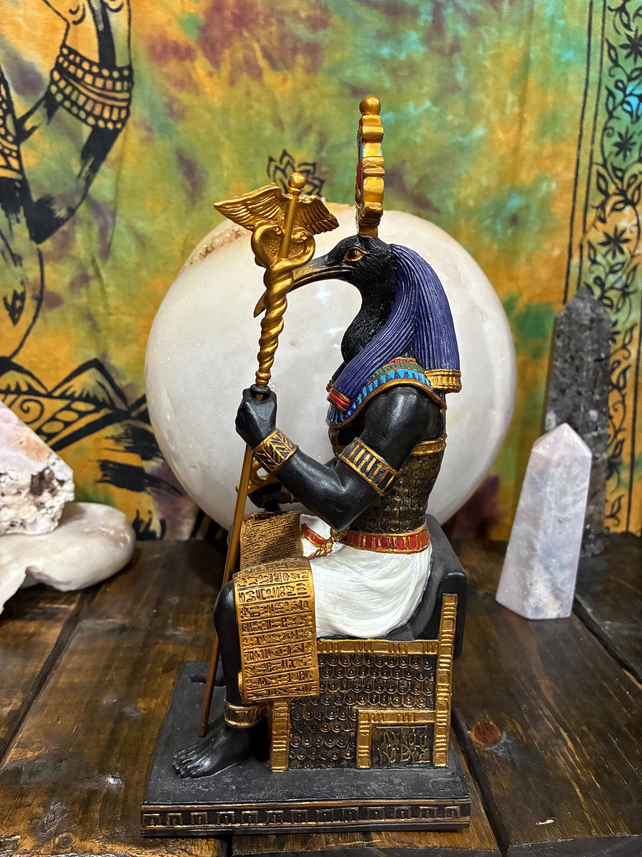 Thoth Statue | Egyptian God of Wisdom, Writing & Magic | Bronze Finish Altar Decor