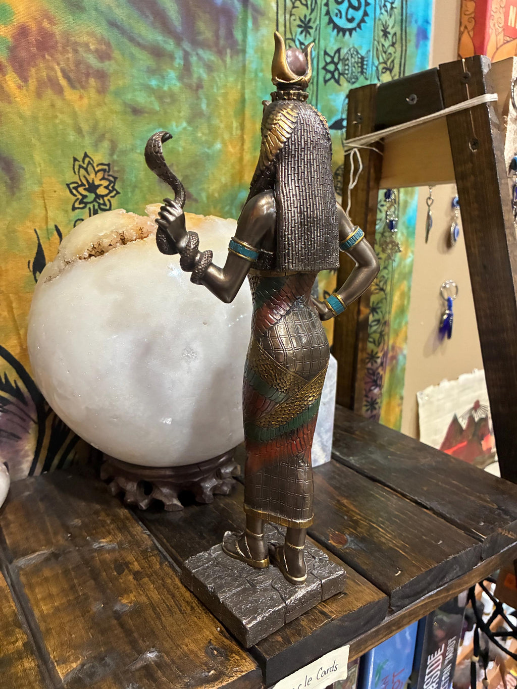 Hathor Statue 11.5 Cold Cast Resin Egyptian Goddess Altar Decor