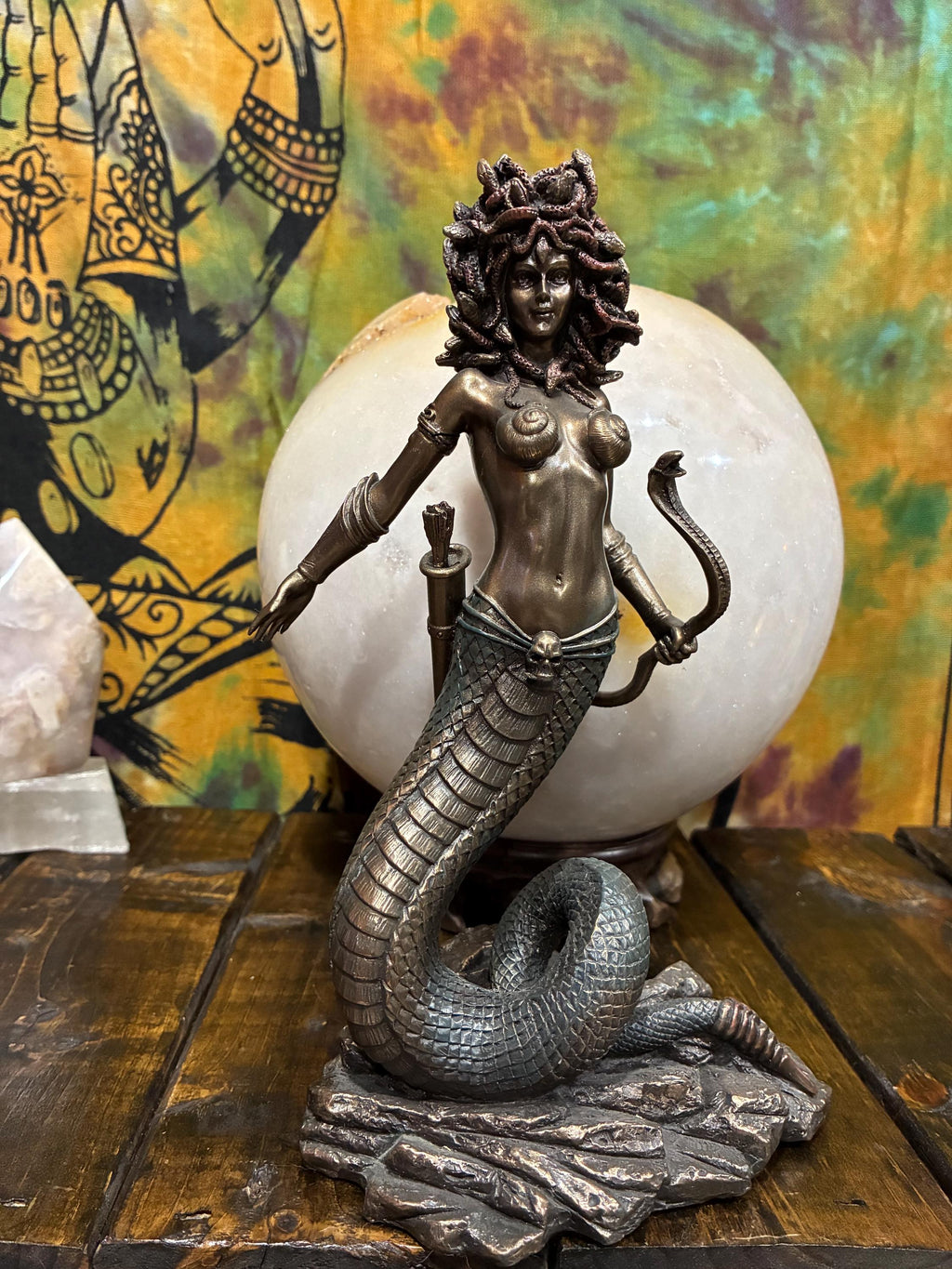 Bronze Cast Resin Medusa Statue | Greek Mythology Gorgon Figurine (8 3/4")