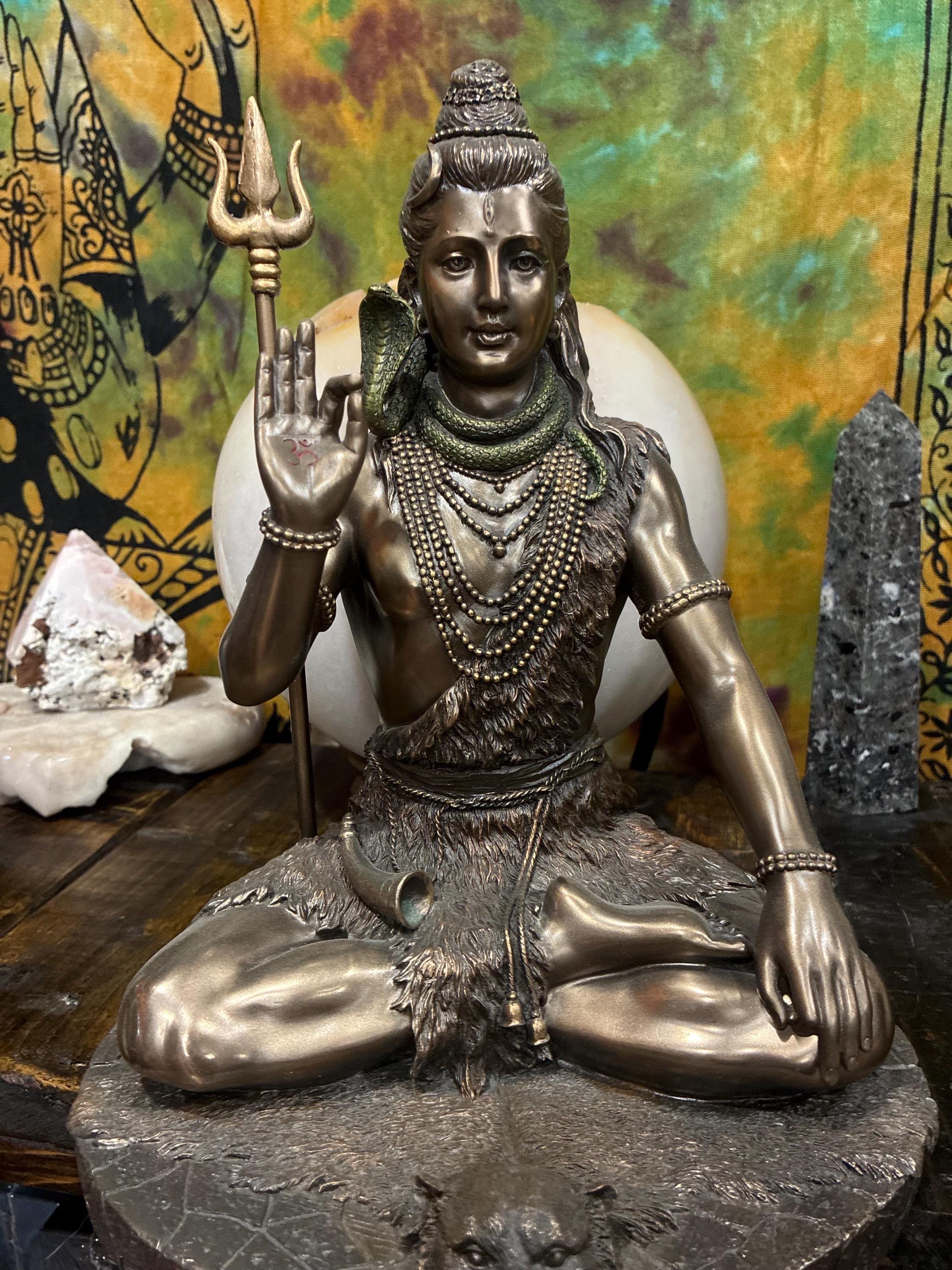 Shiva Statue | 10 1/8" Bronze Cast Resin, Hindu Altar Decor