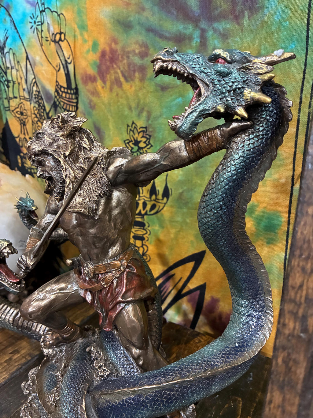 Hercules Statue 12 1/2 Inch | Greek Mythology Decor | Hercules vs Hydra Figurine | Heracles Statue | Strength Courage Gift