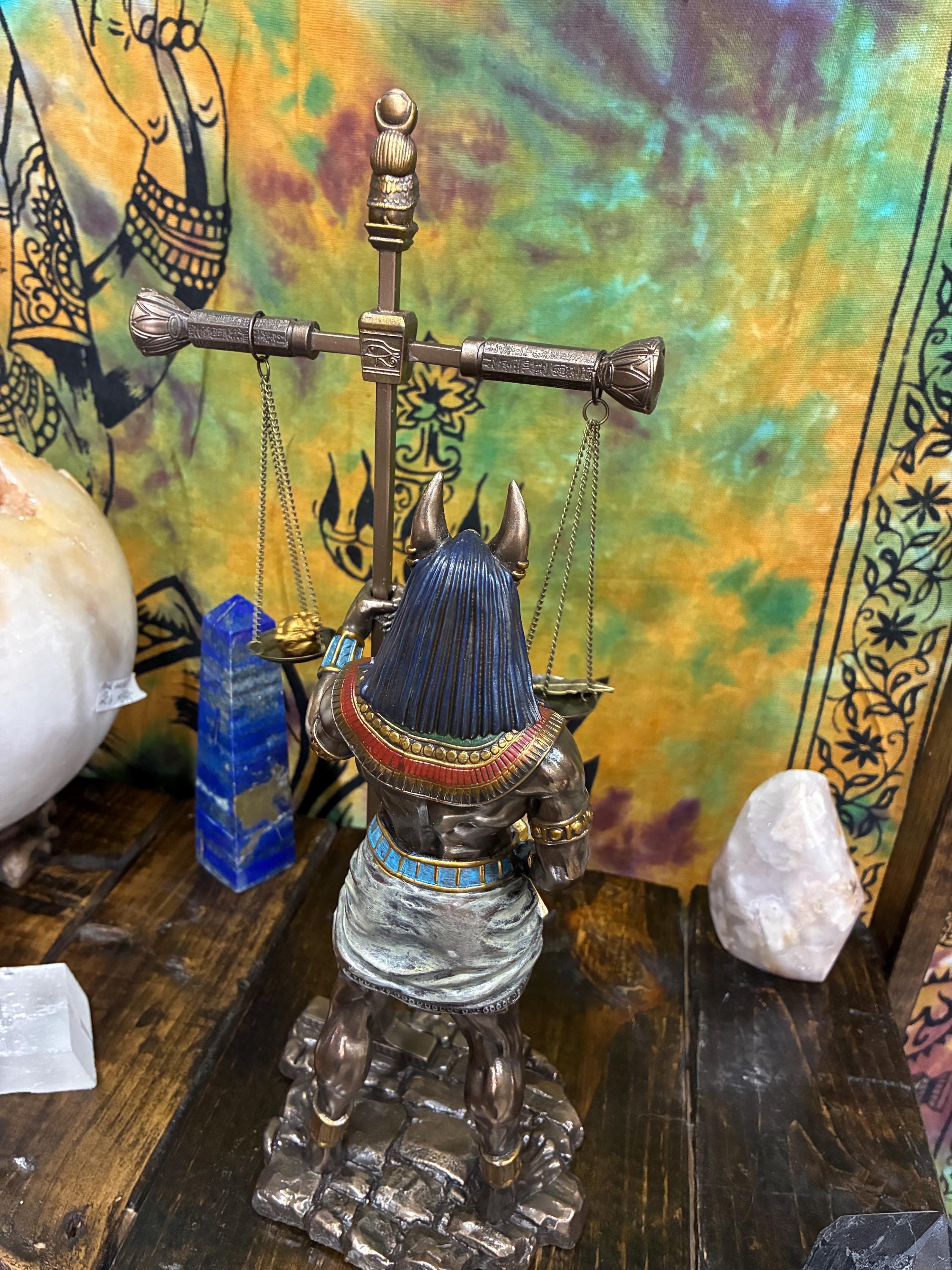 Bronze Cast Resin Anubis Statue | 13" Egyptian God Figurine, Guardian Altar Decor