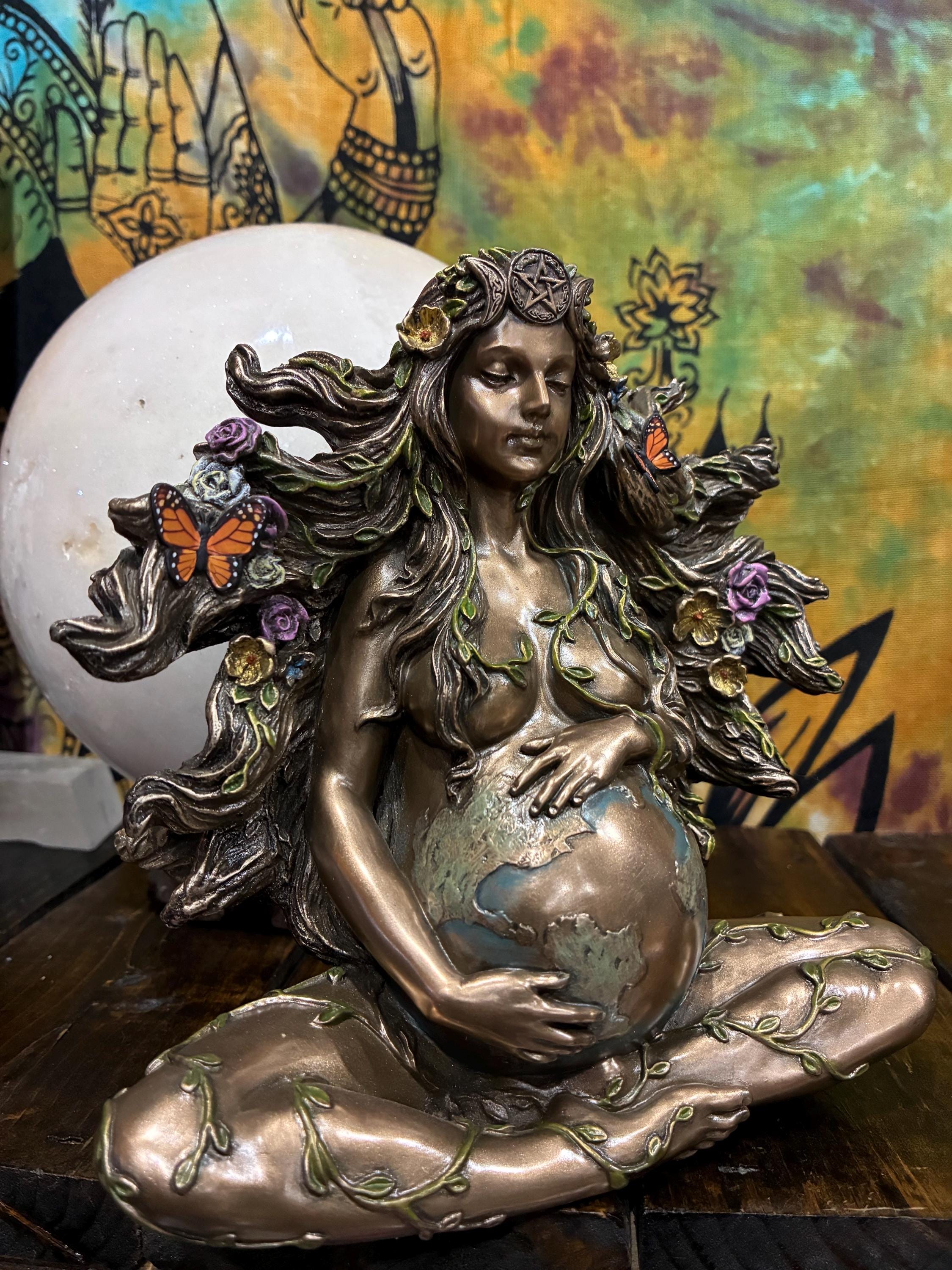Mother Goddess Statue – Bronze Cast Resin, Earth Connection Altar Decor