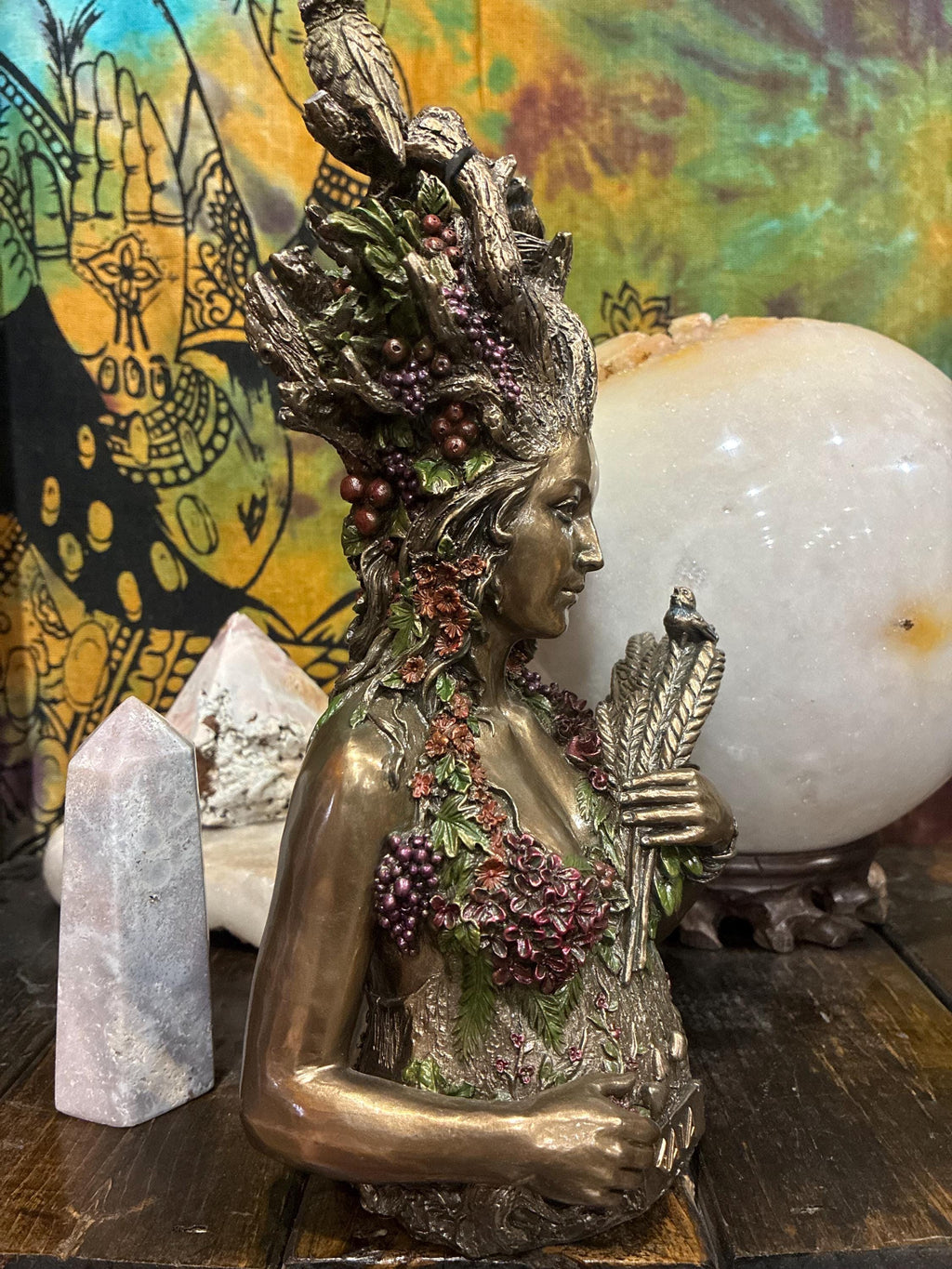 Gaia Statue | 10" Mother Earth Goddess, Bronze Cast Resin Altar Decor