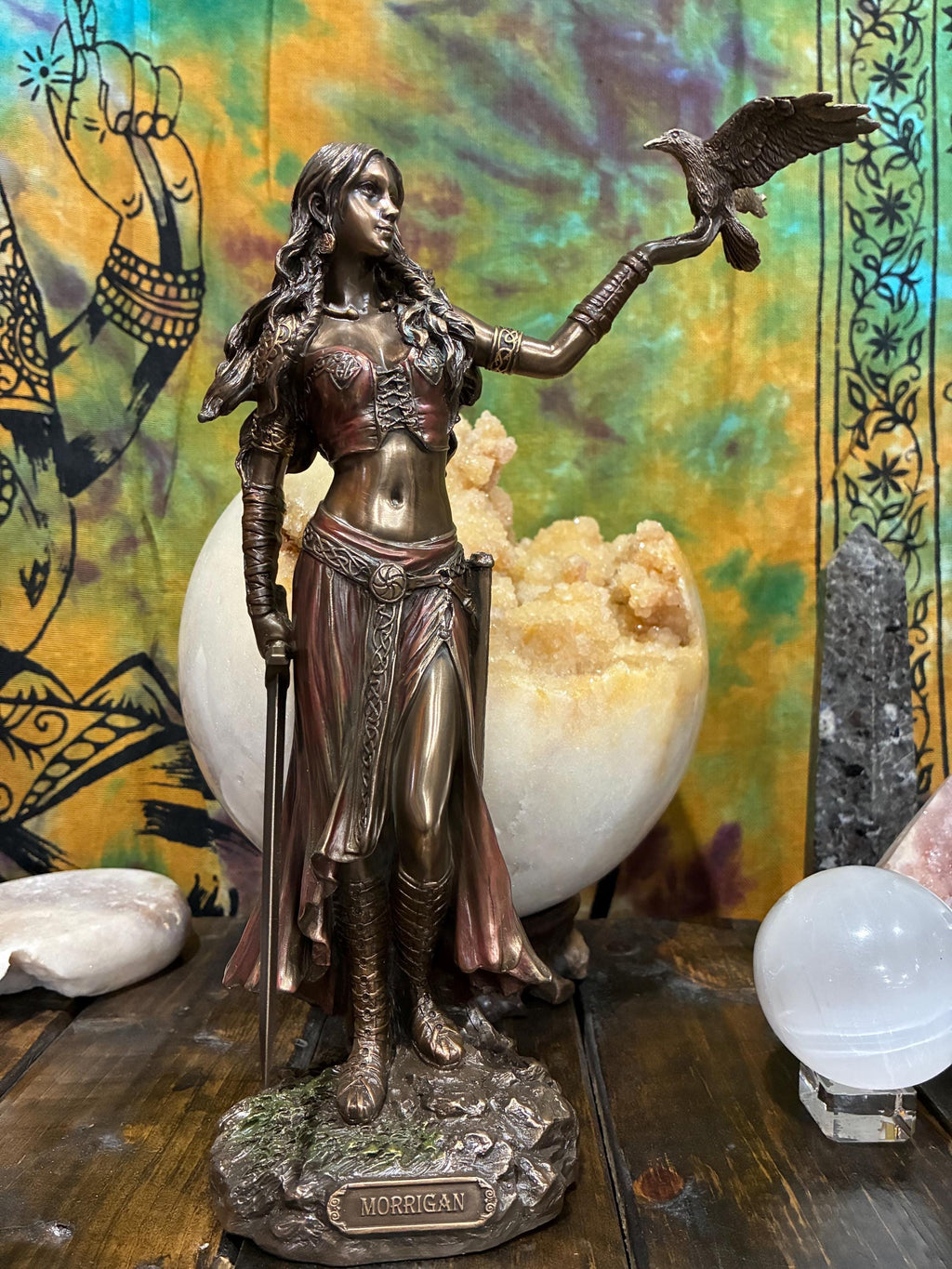 Morrigan Statue – Veronese Collection Bronze Finish, Celtic Goddess Altar Figurine