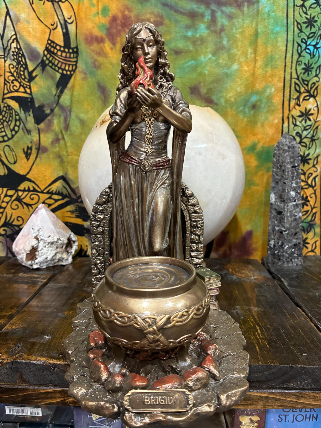 Brigid Statue 9 3/4" | Celtic Goddess Fire, Inspiration, Cauldron Altar Decor