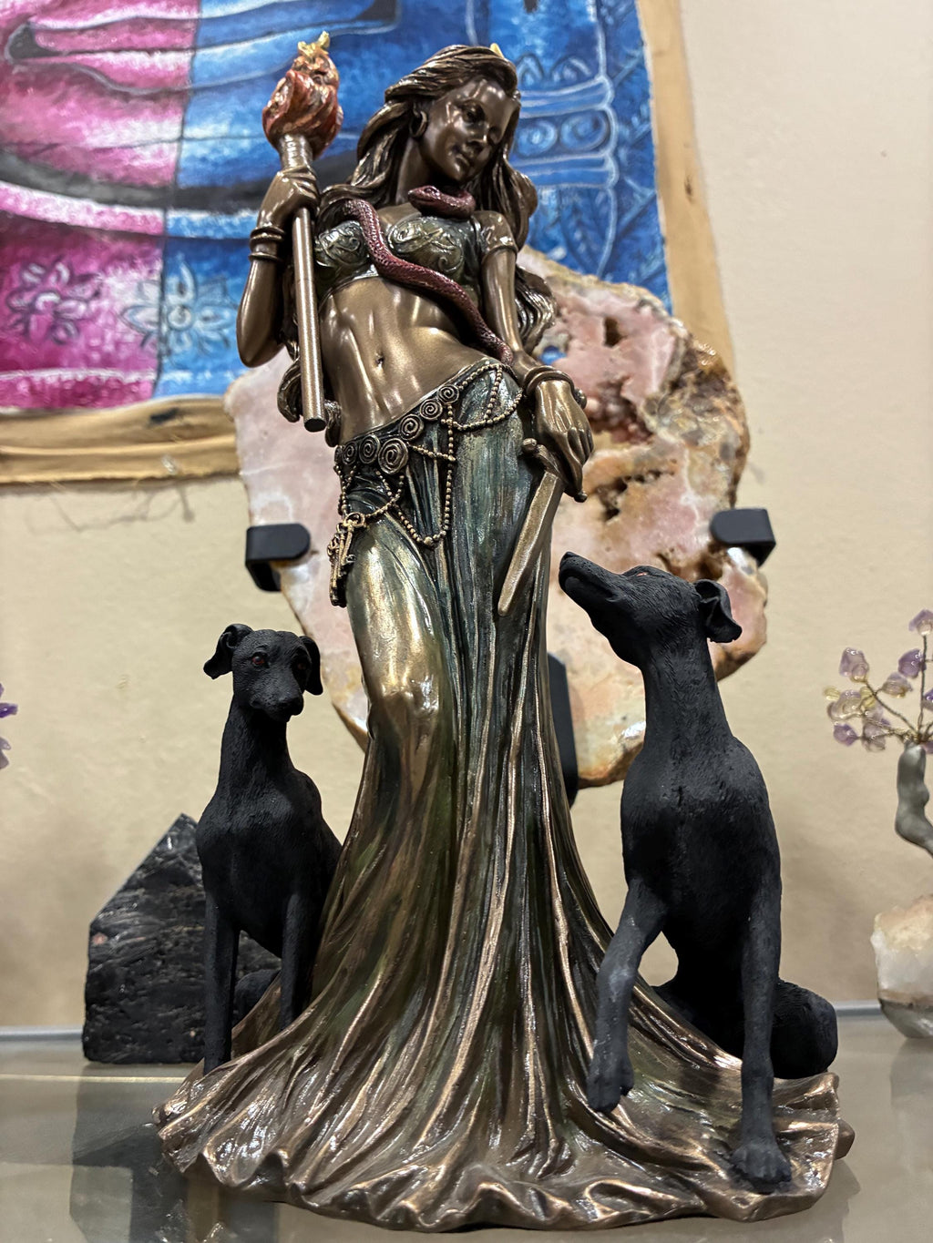 Hecate Statue - Bronze Finish Greek Goddess Altar Decor