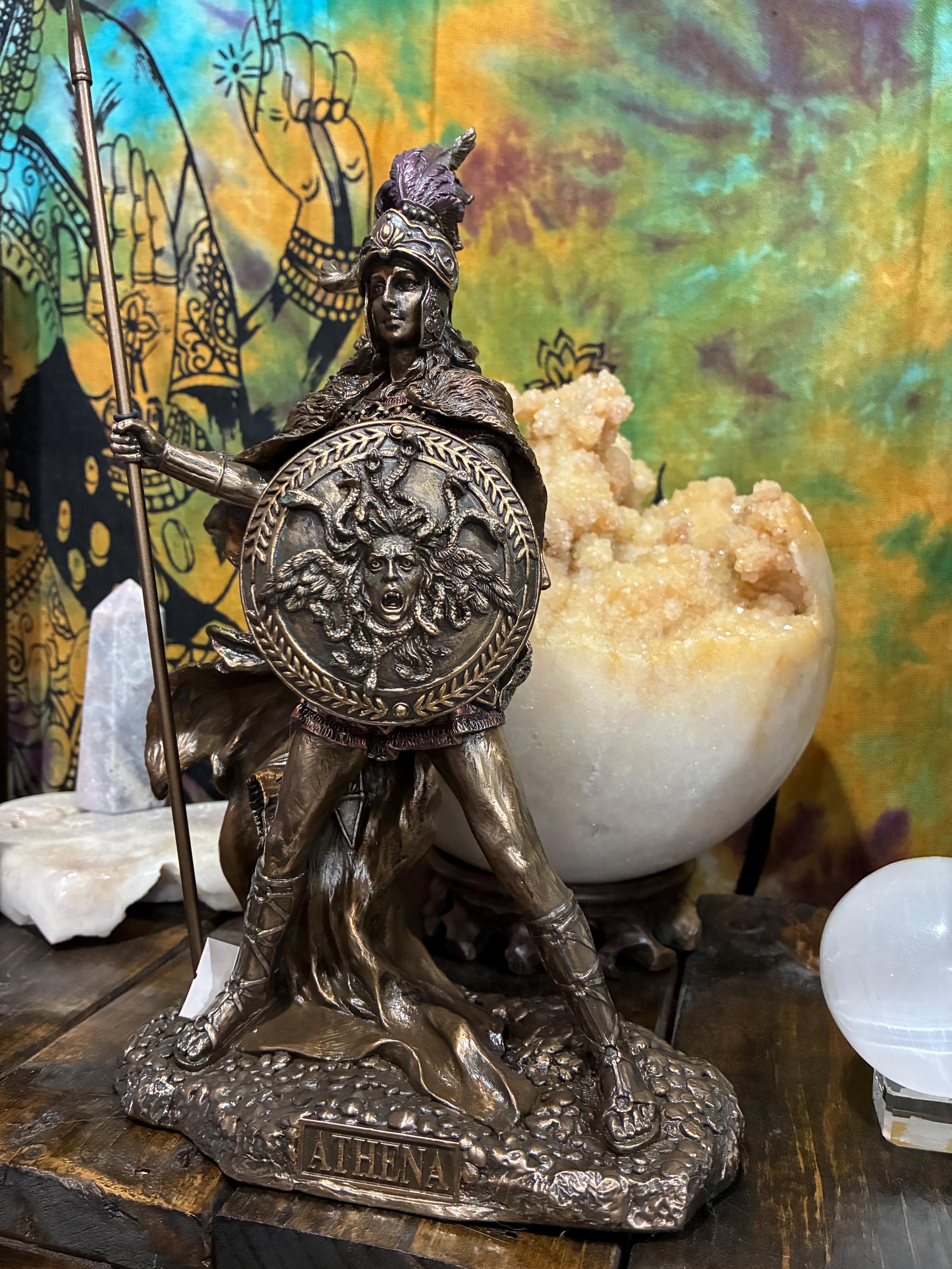 Athena Statue - Bronze Finish Greek Goddess Altar Decor