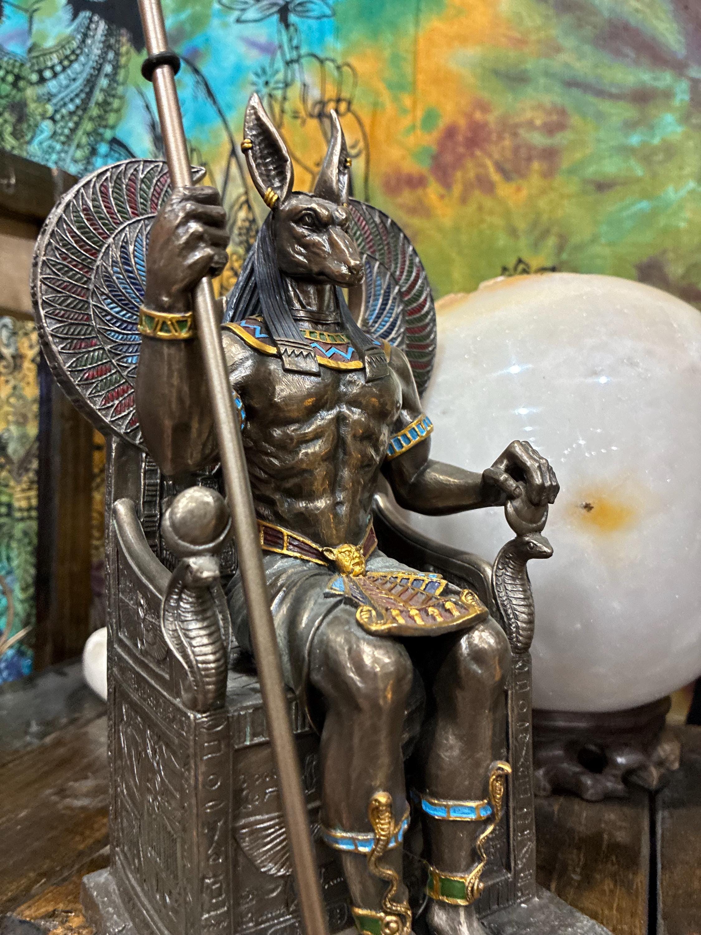 Anubis Statue on Throne | 11" Egyptian God Altar Decor