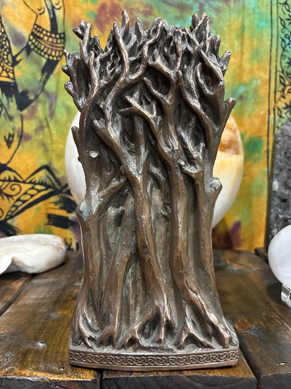 Hecate Statue with Hounds – Bronze-Tone Pagan Altar Decor