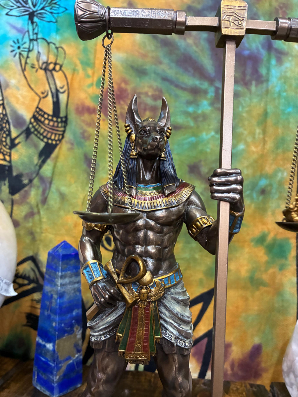 Bronze Cast Resin Anubis Statue | 13" Egyptian God Figurine, Guardian Altar Decor