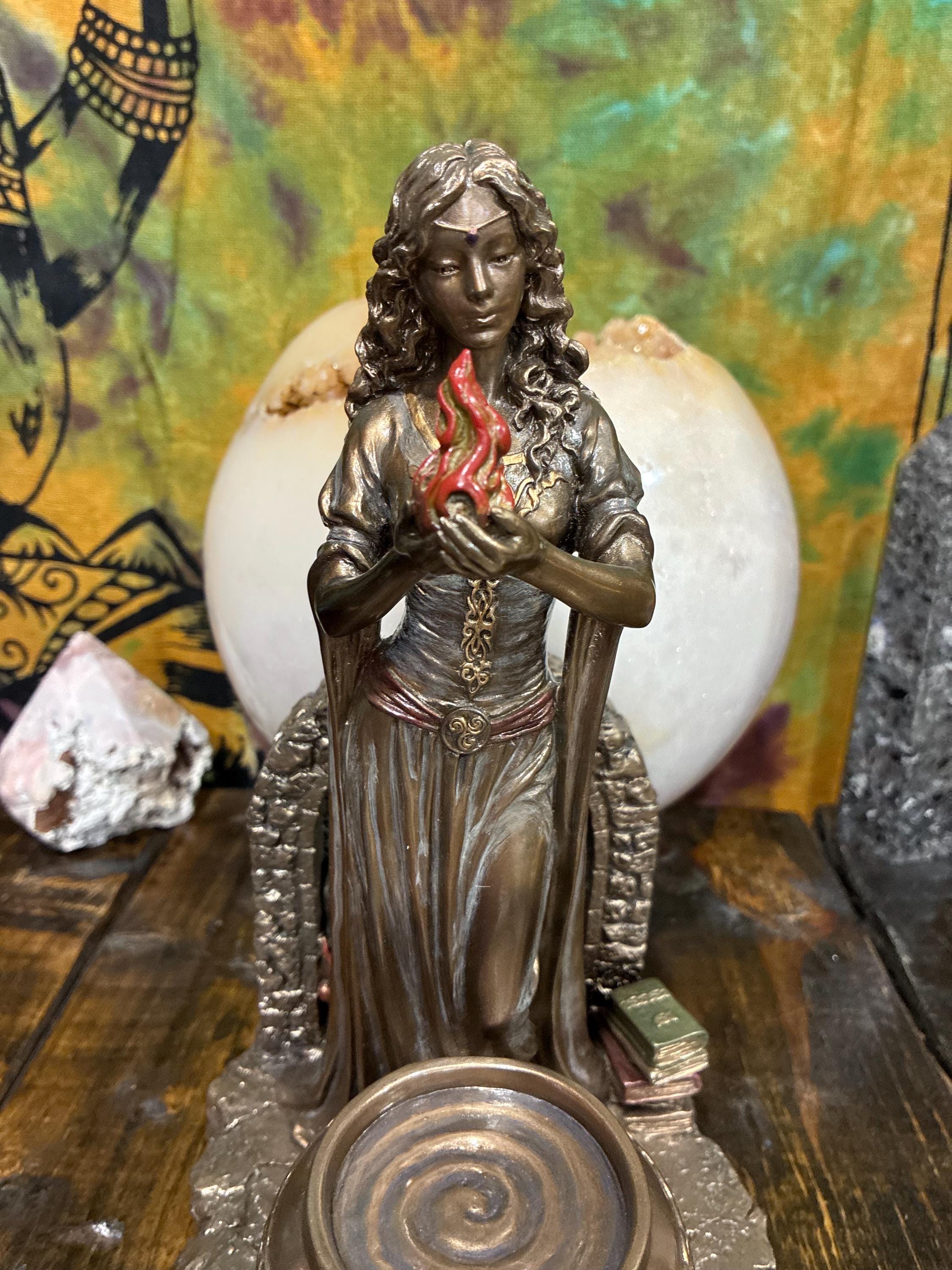 Brigid Statue 9 3/4" | Celtic Goddess Fire, Inspiration, Cauldron Altar Decor