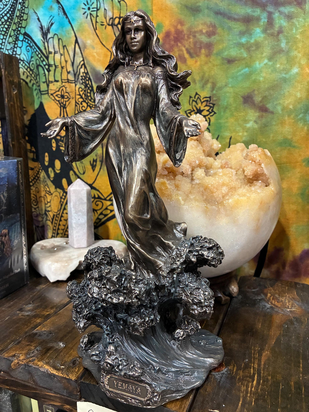 Yemaya Statue | Bronze Finish Orisha, Yoruba Altar Decor (11 1/4 inch)