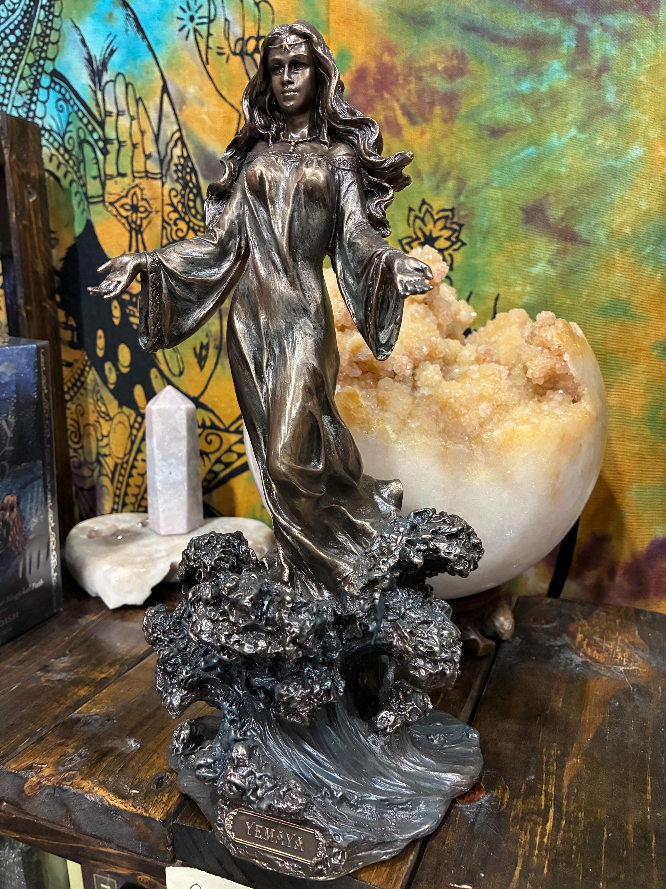 Yemaya Statue | Bronze Finish Orisha, Yoruba Altar Decor (11 1/4 inch)