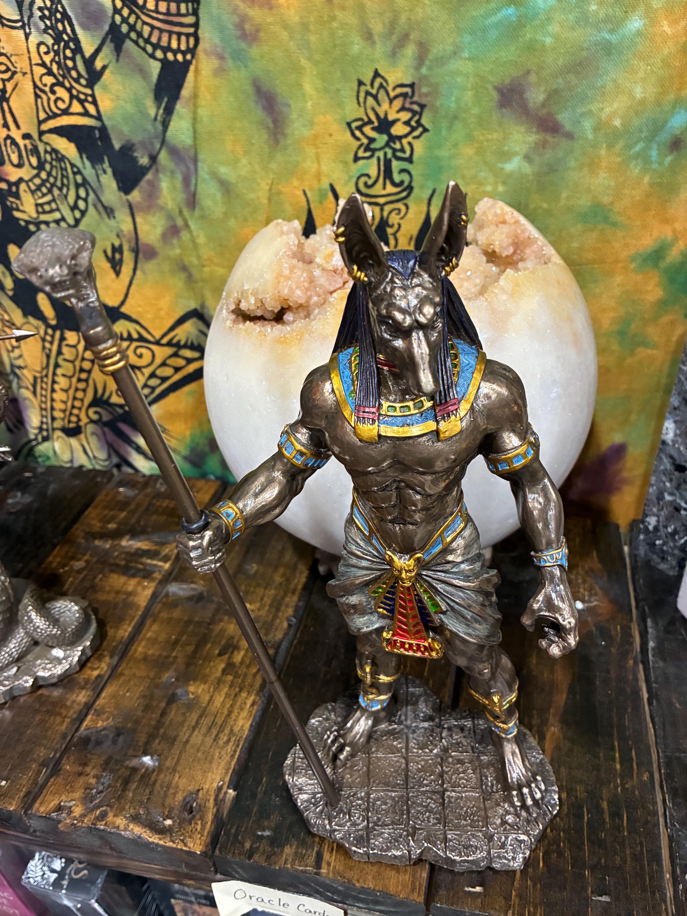 Anubis Statue Bronze Cast Resin | Egyptian God Altar Decor, Protection & Transition