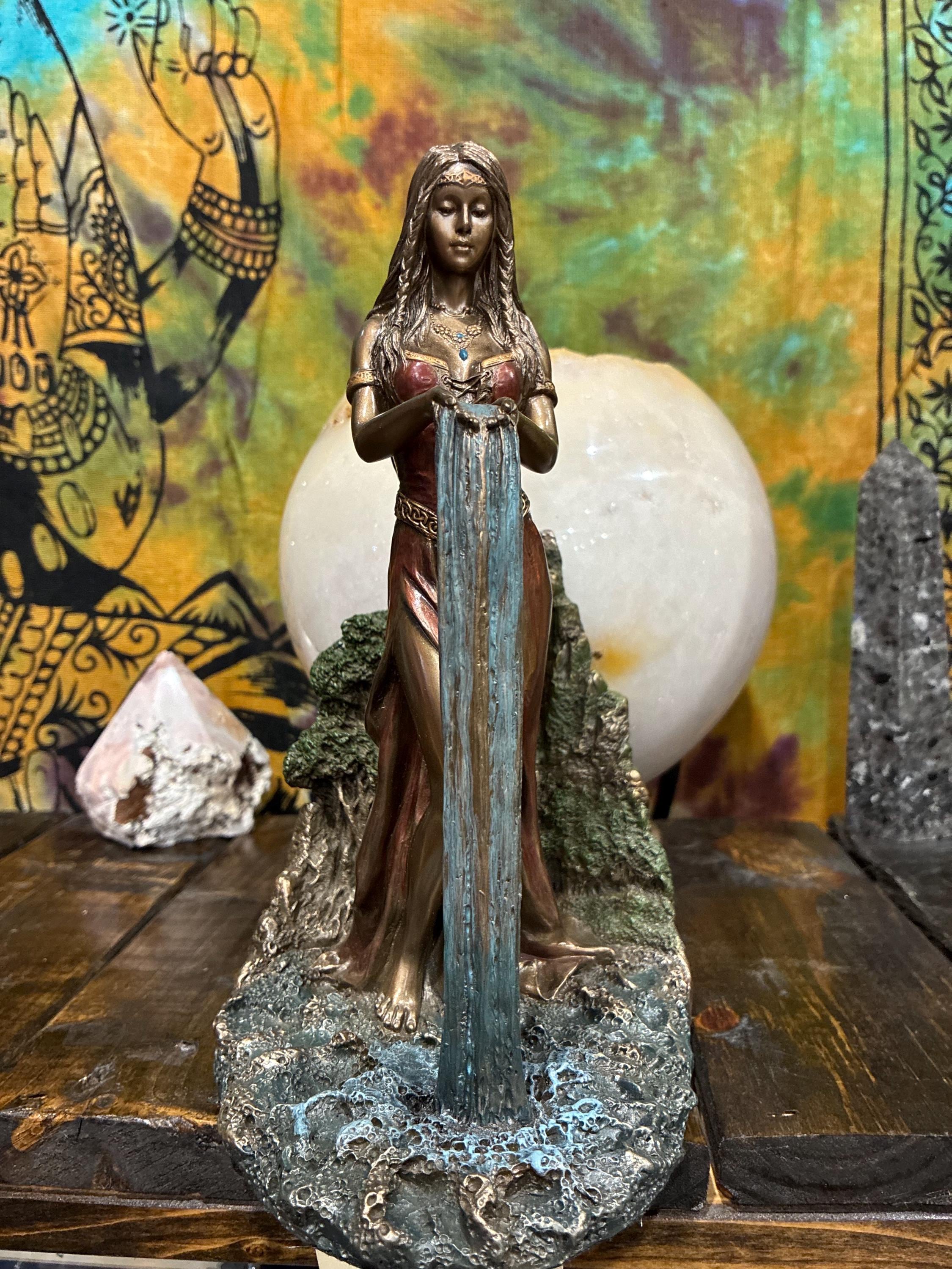 Danu Statue 9 1/8" | Celtic Mother Goddess of Water, Abundance | Bronze Resin Altar Decor