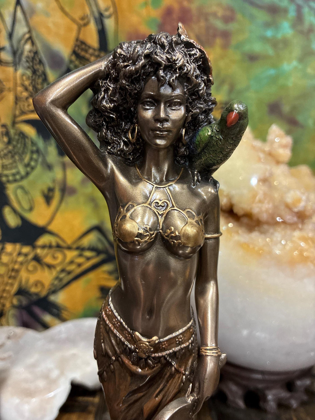 Oshun Statue | Bronze Finish, Yoruba Altar Decor (9.5 inch)