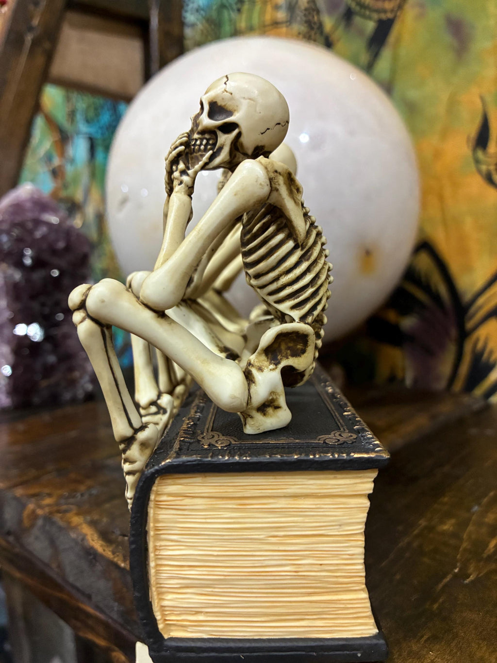 Hear See Speak No Evil Skeletons – Gothic Desk Decor, Resin Figurines (6" x 3" x 4.75")