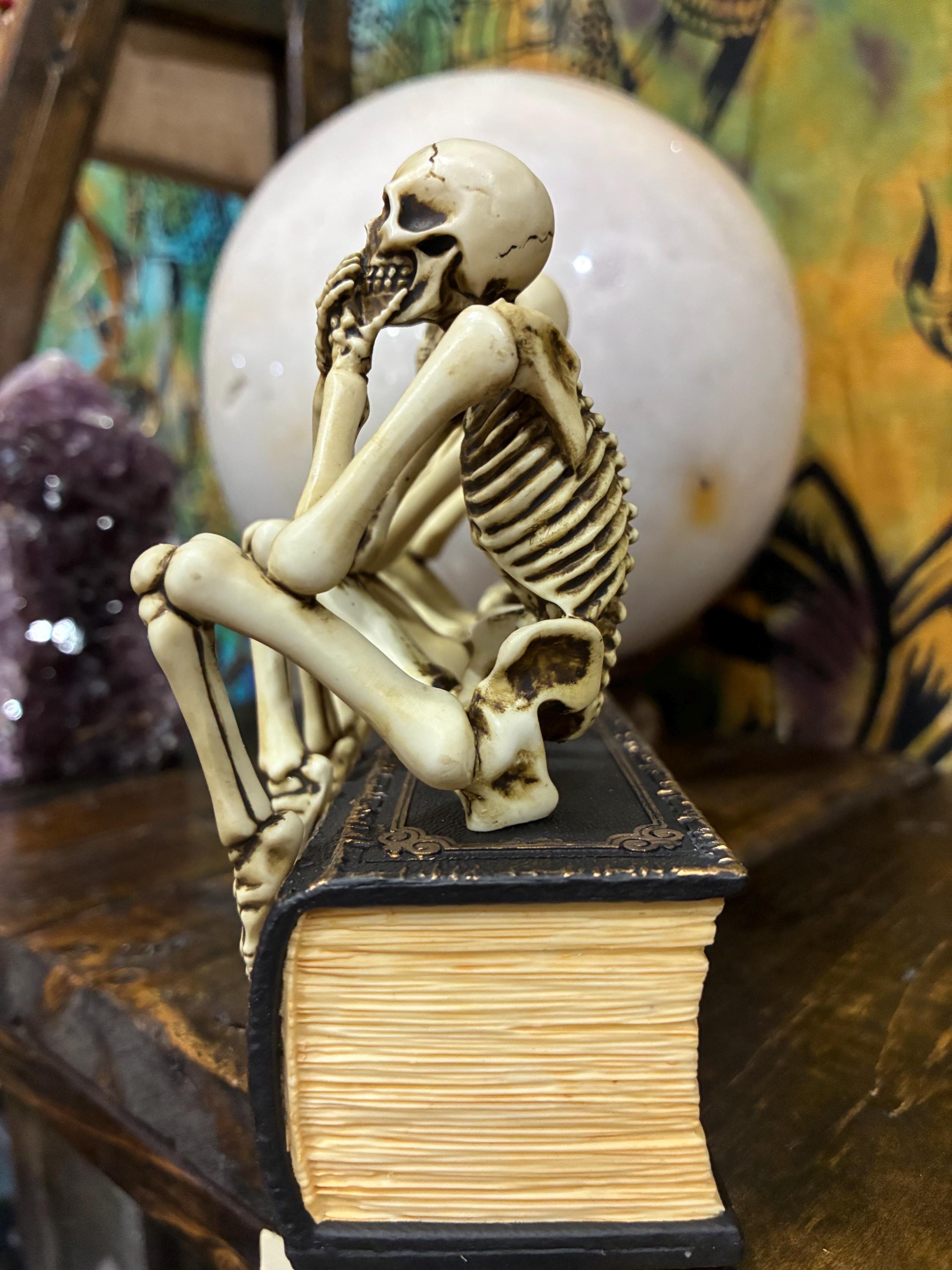 Hear See Speak No Evil Skeletons – Gothic Desk Decor, Resin Figurines (6" x 3" x 4.75")