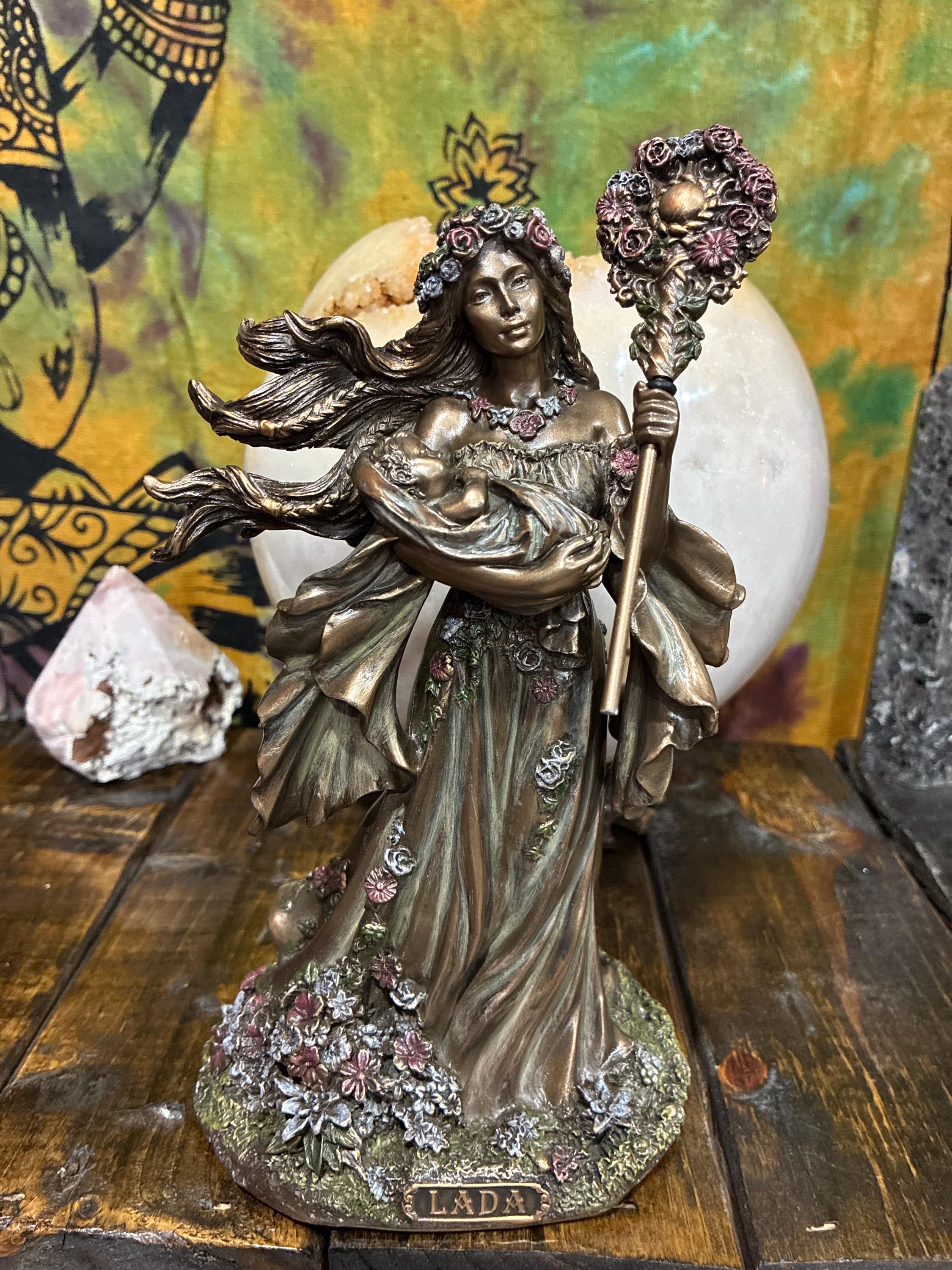 Lada Statue 8 3/4" Bronze Cast Resin | Slavic Goddess of Love, Spring, Motherhood Harmony